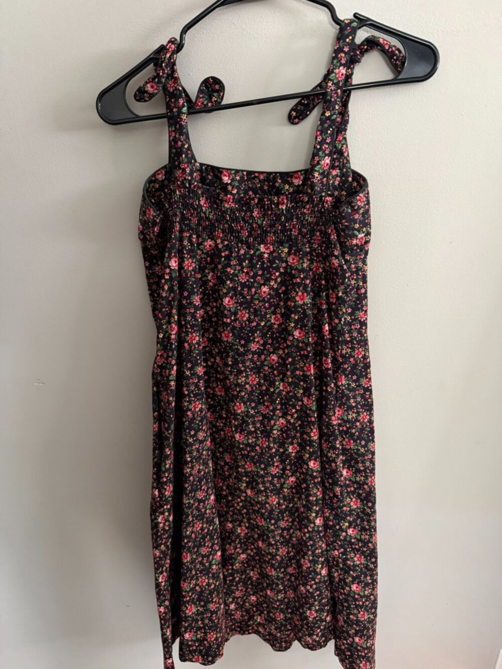 Vintage The Art Shirt black floral dress with tie shoulder straps